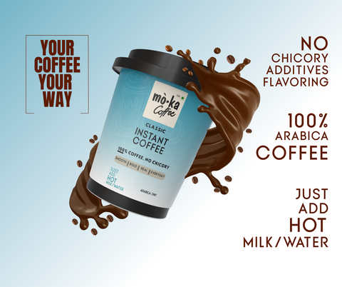 Try our Moka Instant Coffee – 100% pure coffee, quick and easy for a bold, rich flavor. No fillers or additives, just real coffee in an instant. Taste the difference at www.drinkmoka.com