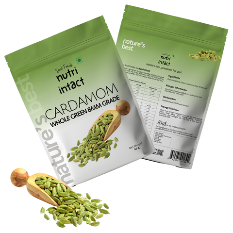 Finest Cardamom from Nutri Intact – Nature's Best, Preserved for You. Enjoy Everyday Soulfoods at www.nutriintact.com. We bring you the finest selection of nuts, spices, edible oils, and more, straight from nature.